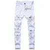 Jeans masculinos buraco reto destruição calças angustiadas homens denim moda designer marca calças brancas masculino tamanho grande 231121
