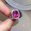 Küme halkaları tasarım tarzı pembe topaz yüzüğü 4Ct 9mm 11mm VVS Sınıf Doğal Gümüş İnsan için 925 Takı