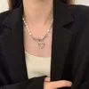 Catene moda coreana catena di perle collana girocollo per donne ragazze tendenza gioielli ciondolo cuore fidanzamento nuziale