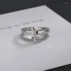 Cluster Ringe Einfache Doppelschicht Kreuz Öffnung Ring Für Frauen Männer Mode Minimalistischen Inlay Zirkon Finger Hochzeit Täglichen Schmuck Geschenke