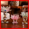 Candle Holders Beautiful Crystal Glass Lotus Feng Shui Home Decor Big Tealight Stand Holder stick 230420