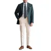 Men's Suits & Blazers Dark Green Blazer Ivory Pants Men Slim Fit 2 Piece/Casual Wedding Prom Business Mens Clothing/Classic Male Jacket Coat