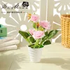 Flores decorativas desktop decorações artificiais plantas simuladas seda mini rosa bonsai com vasos de plástico ornamentos em vasos de flores