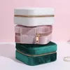 Organisateur de pochettes à bijoux avec miroir, boîte de rangement compacte et Portable, doublure en flanelle pour boucles d'oreilles