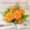 Kwiaty dekoracyjne sztuczny tenis stołowy chryzantem hortangea bukiet jedwabny jedwabny zielony rośliny symulacja symulacji kwiat