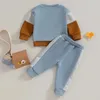 Set di abbigliamento Bambino Neonato 2 pezzi Tuta autunnale Completo Top con colori a contrasto e pantaloni elastici in vita Piccoli vestiti carini