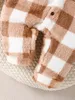 Rompers Autumn and Winter Baby Girls Onesie Brown Plaid Soft Arctic Velvet Hooded Feet Cute born Warm Clothing Romper 231121