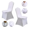 Housse de chaise de salle à manger haut de gamme, décoration de fête de mariage, emballage complet, une pièce, en Spandex, blanche, élastique