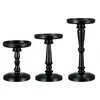 Candle Holders 3pcs Column Black Metal Great Decoration for Family Anniversary Anniversary Party 230420