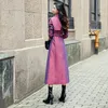 Women's Trench Coats Magic purple windbreaker women's autumn winter vertical feeling medium length chameleon temperament over the knee Bri 230421