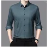 メンズカジュアルシャツ2023秋と冬の高品質トレンドサテン格子縞のウールシャツビジネストップ