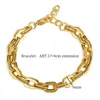 Necklace Earrings Set Stainless Steel Texture Chain Jewelry Punk Chunky Choker Heavy Gold Color Link Bracelet For Men Women