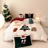 Beddengoed kerstdekselset ontwerper beddengoed sets vier delige flens flens coral fluweel bedekking