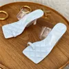 Hausschuhe Frauen Slides 7cm High Heels Pantoletten Fetisch Sommer PVC Sandalen Transparente Kätzchen Niedrige Hochzeit Braut Weiche Schuhe