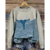 Women's Sweaters Women Sweatshirt Ocean Creature Pattern Pullover For Female O Neck Oversized Sweater Fashion Casual Long Sleeve Streetwear 231120