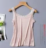 CAMESOSOLS Tanks 100% zijde gebreide kanten Camisole tanktop Vest Shirt Sleepwear Spaghetti -band TG312 230421