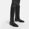 Stiefel Winter Kniehohe Stiefel Schuhe Echtes Leder Schwarz Western Hohe Lange Chelsea Weibliche 2023 Trends INS Marke 231120