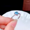 Cluster Ringen KJJEAXCMY Fijne Sieraden 925 Sterling Zilver Ingelegd Natuurlijke London Blue Topaz Vrouwen Eenvoudige Mooie Hart Verstelbare Edelsteen Ring