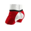 Underpants Men Fluffy Ball Decor Boxer Shorts Velvet Crotchless Underwear Elastic Waistband Panties Birthday Gifts Red Lingerie 230420