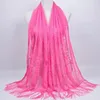 Scarves 175 60Cm Elegant Women Floral Lace Scarf Shawl Tassels Party Wedding Veil India Arab Muslim Hijabs