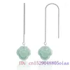 Boucles d'oreilles pendantes Jade birman Ruyi pierres précieuses amulettes pierres précieuses cadeau Talismans 925 bijoux en argent cadeaux pierre naturelle femmes vert