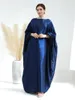 Vêtements ethniques Dubaï Robe de luxe pour femmes Soirée Soirée Islamique Brillant Abaya Plumes Poignets Bat Wing Manches Kaftan Ramadan Musulman