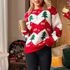 Women's Sweaters New 2023 Winter Christmas Women's Sweater Warm and Thick Knitted Christmas Tree Print Full Sleeve Jacquard Jumper Women's Zipper Top 231121