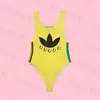 Designer Yellow Bikini Dames één stuk badkleding trendy streep zwempak zomer strand dames badpak ggitys rn0a