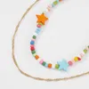 Chains Lalynnly Sweet Double Layer Bohemia Style Star Rice Bead Necklace For Women Fashion Beaded Jewelry Holiday Gift Wholesale N9219