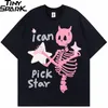 Män s t shirts Men streetwear tshirt djävul horn skalle skelett stjärnor rolig grafisk t -shirt bomull 2023 harajuku t shirt sommar hip hop tops tee 230421