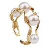 Cluster Rings Simple Design Open Pearl Copper Ring For Women Girls Fashion Finger Gift Female Jewelry Party