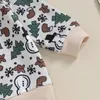 Conjuntos de roupas para crianças meninos meninas roupas de natal árvore/boneco de neve/homem de gengibre estampados moletons calças 2 peças conjunto de roupas de outono