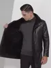 N-8819 Nouveaux hommes mode décontracté fourrure intégré manteau en cuir hiver hommes mi-longueur épaissi doublure chaude veste en cuir de mouton