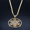 Anhänger Halsketten Heilige Geometrie Metatron Würfel Halskette Edelstahl Chakra Spiritueller Schmuck Flor De La Vida Bisuteria N620S06