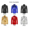 Men's Casual Shirts Shiny Sequins Sexy Nightclub Long Sleeve Solid Candy Color Single Breasted Performance Party Shirt Tops Clothing