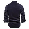 Camisas casuais masculinas camisa de algodão para homens fasion cor sólida veludo primavera outono único breasted negócios magro