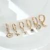 Orecchini a cerchio 6 pezzi/set Trendy Star Moon Set Zircone bianco Cristallo blu per le donne Gioielli da sposa color oro rosa