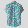 Camisas casuais masculinas Hawaiian Flamingo PRAIA PRAIA CAMISA curta Camisa de férias à beira de férias à beira de roupas de secagem rápida tops florais soltos 230421