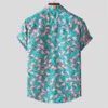 Casual shirts van heren Hawaiiaanse flamingo print strand met korte mouwen shirt zhaders vakantie snel drogende kleding losse bloemen tops 230421