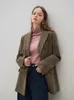 Mélanges de laine féminine Fsle 100 Brown Temperament Blazer Jupe Ensemble Col de collier Double Vestes Bretestes Breestes Femmes Renversées Femmes Long 231120