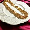 Collier ras du cou en laiton plaqué or 24K, Vintage, tendance, chaîne épaisse tissée, boucle OT, accessoire de bijoux pour femmes et filles