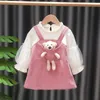 Vestidos de menina 1-6 anos bebê meninas vestido primavera outono urso pequena princesa para festa de aniversário de natal roupas infantis