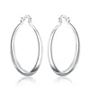 Hoop Earrings Fine 4cm Diameter 925 Sterling Silver Big Circle Women Fashion Jewelry Christmas Gifts Wedding Party