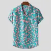 Casual shirts van heren Hawaiiaanse flamingo print strand met korte mouwen shirt zhaders vakantie snel drogende kleding losse bloemen tops 230421