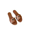 2024 Summer Luxury Sandals Designer Women Flip Flops Slipper Fashion Guine Läder Slides Metal Chain Ladies Casual Shoes Letterg