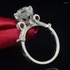 Cluster Rings S925 Sterliing Sliver Stamp för Women Men 2 S fl Cut Diamond Jewelry Anillos Gemstone Silver 925 Box