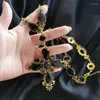 Chains Trend Big Black Cross Pendant Necklace For Women Antique Gold Color Long Chain Vintage Jewelry Accessories 2023 103 KO8Chains