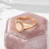 Bröllopsringar Syoujyo Vintage Glossy Round Stamp Ring for Women 585 Rose Gold Color Fine Jewelry Natural Zircon Daily