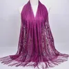 Scarves 175 60Cm Elegant Women Floral Lace Scarf Shawl Tassels Party Wedding Veil India Arab Muslim Hijabs