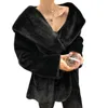 女性Sファーフェイクラウターロ冬冬の暖かい特大のカーディガンの女性ドロップ肩長袖サーッシーズルーズスタイリッシュな韓国ファッション231120